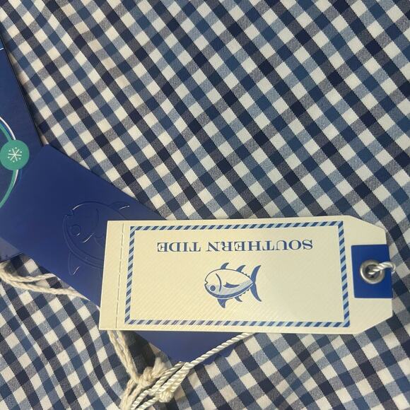 Southern Tide Button Down Size XXL Gingham Madras Blue 91% Nylon 5382 - Picture 9 of 9